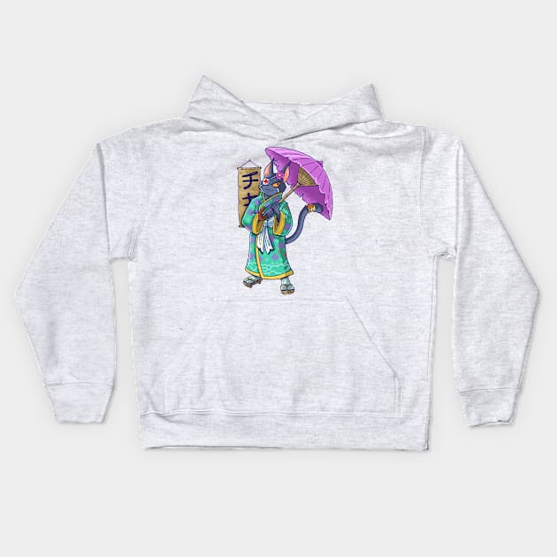 Gueisha cat Kids Hoodie by mauchofett